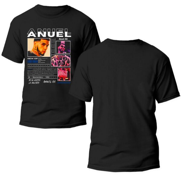 Anuel Playera Negra Casual Urbano 100% Algodón