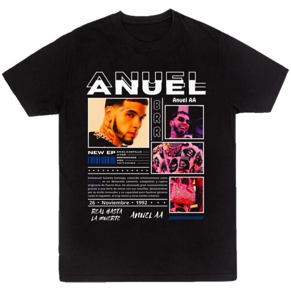 Anuel Playera Negra Casual Urbano 100% Algodón