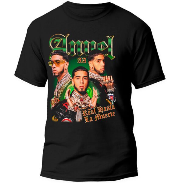 Mesa de trabajo 17-100 Playera Negra Hombre Anuel AA Casual Urbano