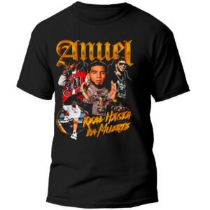 Mesa de trabajo 21-100 Playera Negra Hombre Anuel AA Casual Urbano