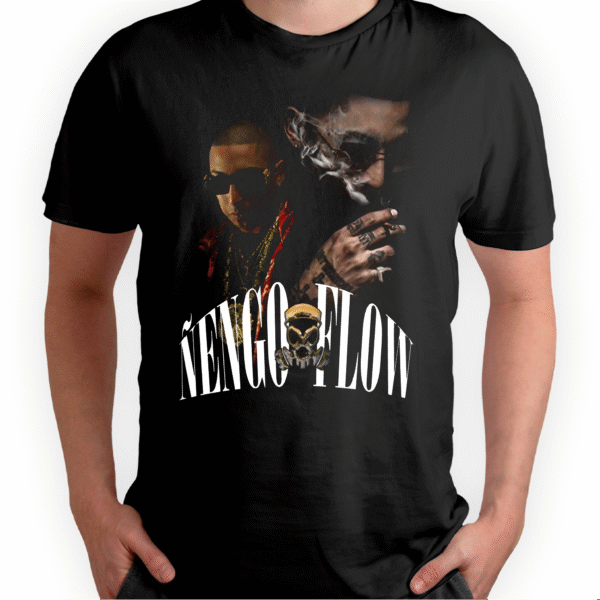Mesa de trabajo 23 Playera Negra Hombre Ñengo Flow Casual Urbano