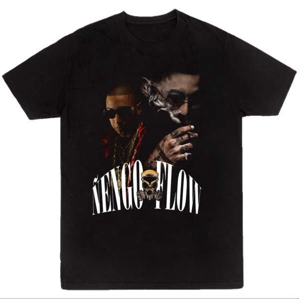 Mesa de trabajo 24 Playera Negra Hombre Ñengo Flow Casual Urbano