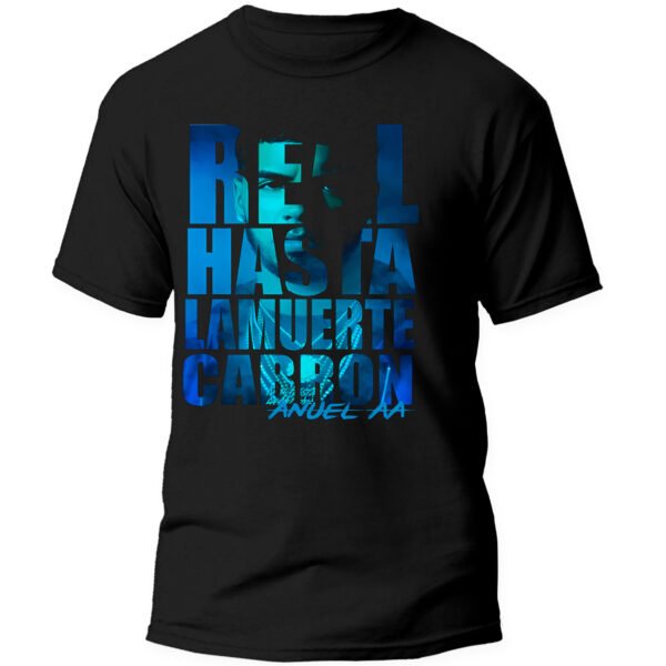 Mesa de trabajo 25-100 Playera Negra Hombre Anuel AA Casual Urbano