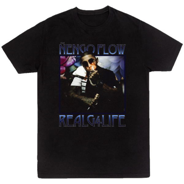 Mesa de trabajo 32 Playera Negra Hombre Ñengo Flow Casual Urbano