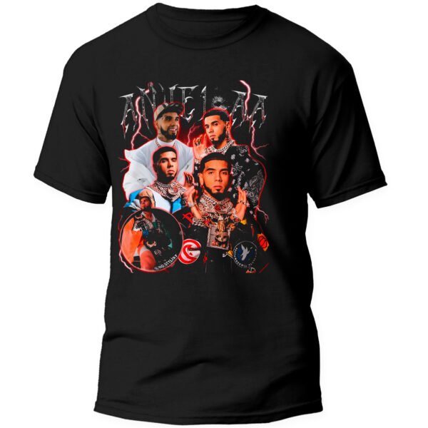 Mesa de trabajo 33-100 Playera Negra Hombre Anuel AA Casual Urbano