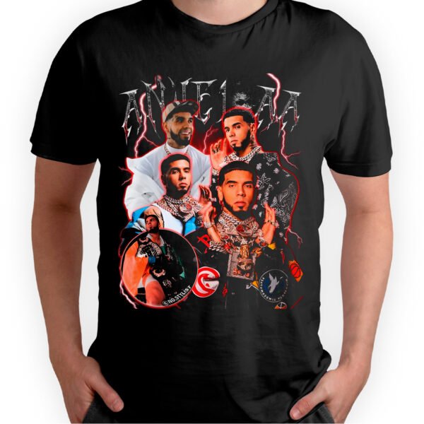 Mesa de trabajo 34-100 Playera Negra Hombre Anuel AA Casual Urbano