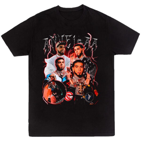 Mesa de trabajo 35-100 Playera Negra Hombre Anuel AA Casual Urbano