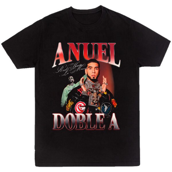Playera Negra Hombre Anuel AA Casual Urbano