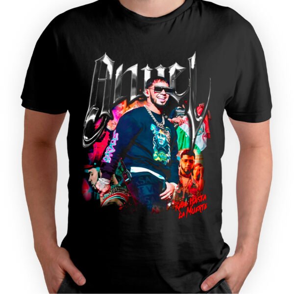 Playera Negra Hombre Anuel AA Casual Urbano