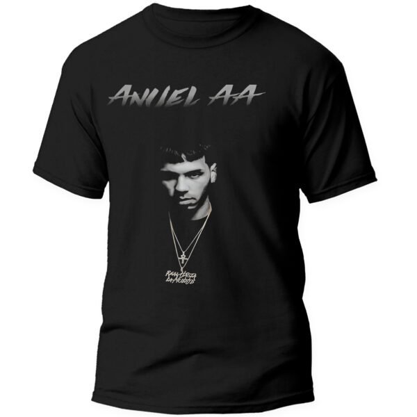 Mesa de trabajo 49-100 Playera Negra Hombre Anuel AA Casual Urbano