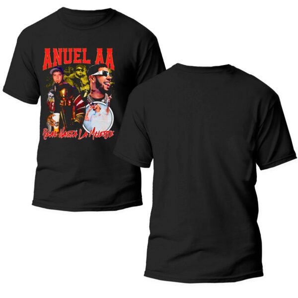 Mesa de trabajo 52-100 Playera Negra Hombre Anuel AA Casual Urbano