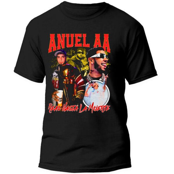 Mesa de trabajo 53-100 Playera Negra Hombre Anuel AA Casual Urbano