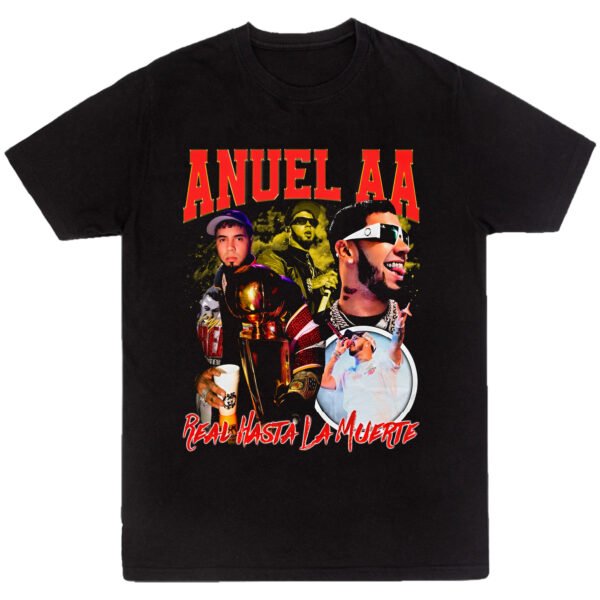 Mesa de trabajo 55-100 Playera Negra Hombre Anuel AA Casual Urbano