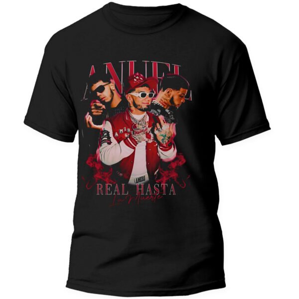 Playera Negra Hombre Anuel AA Casual Urbano