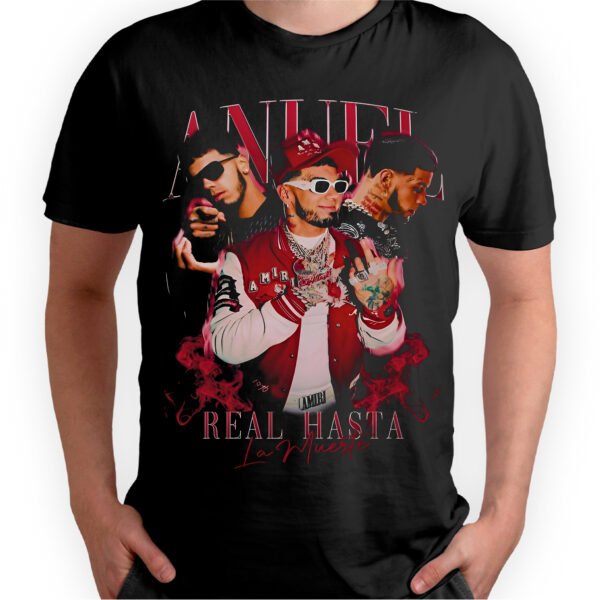 Playera Negra Hombre Anuel AA Casual Urbano