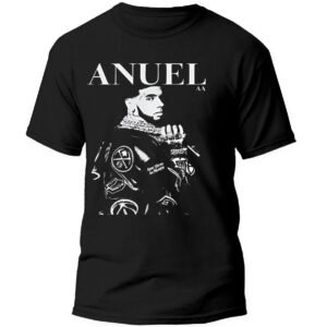 Mesa de trabajo 66-100 Playera Negra Hombre Anuel AA Casual Urbano