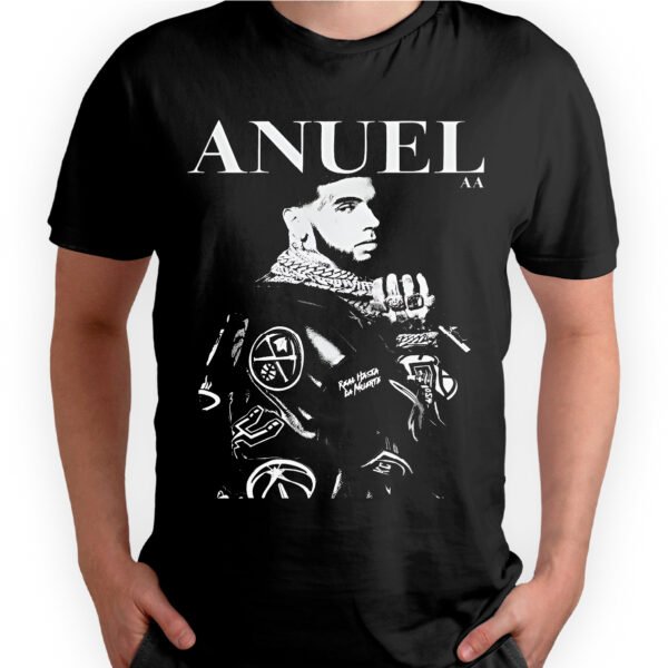 Playera Negra Hombre Anuel AA Casual Urbano