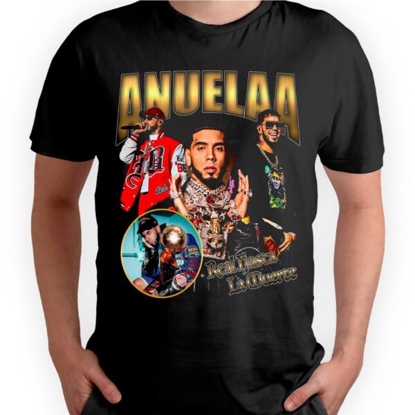 Playera Negra Hombre Anuel AA Casual Urbano