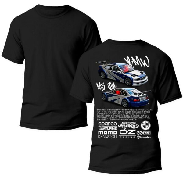 BWW Doble Playera Negra Hombre BMW M3 GTR Casual Urbano