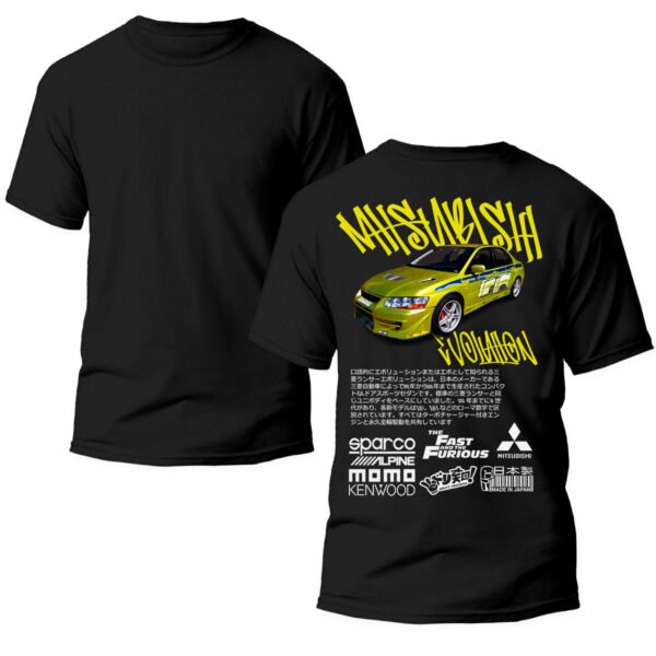 EVO Dovle Playera Negra Hombre Mitsubishi Lancer Evolution Casual Urbano