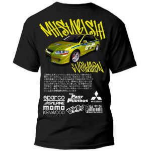 Playera Negra Hombre Mitsubishi Lancer Evolution Casual Urbano