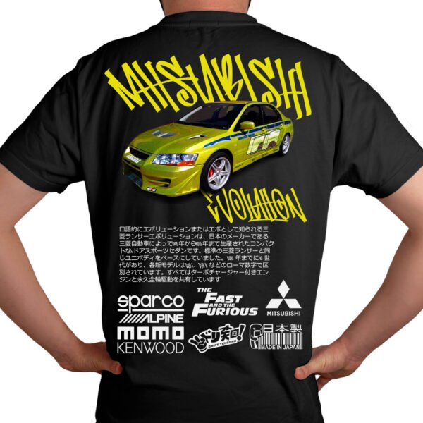 EVO Modelo Playera Negra Hombre Mitsubishi Lancer Evolution Casual Urbano