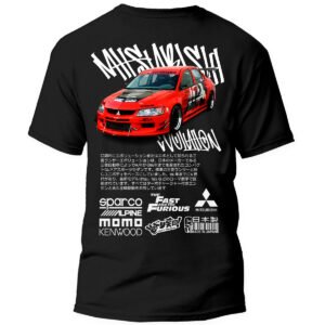 Playera Negra Hombre Mitsubishi Lancer Evolution Casual Urbano