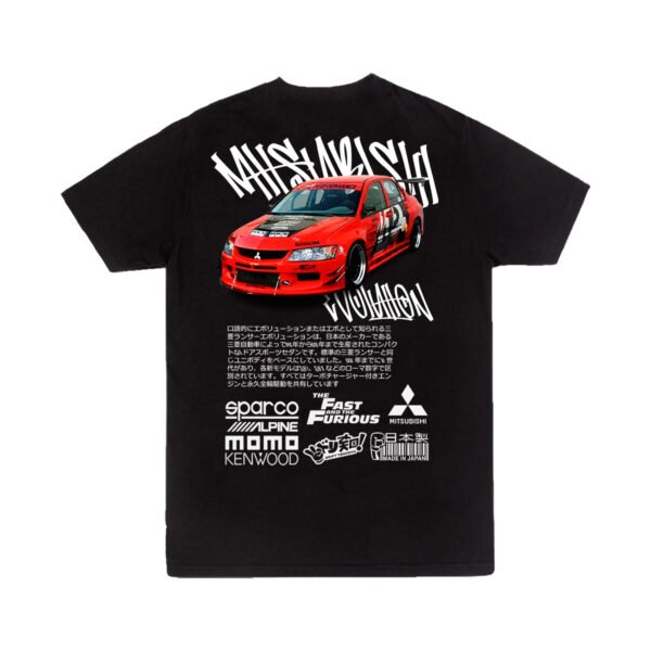 EVOR Playera Playera Negra Hombre Mitsubishi Lancer Evolution Casual Urbano