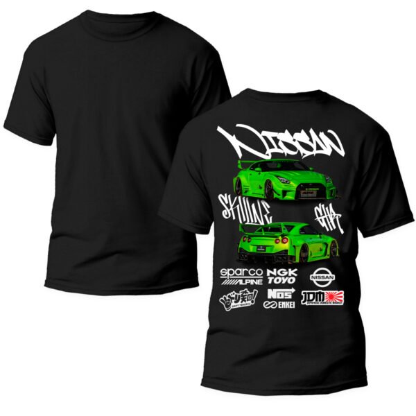 Playera Autos Negra Hombre Nissan GT-R Casual Urbano