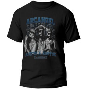 Mesa de trabajo 10-100 Playera Negra Hombre Arcangel La Maravilla Casual Urbano