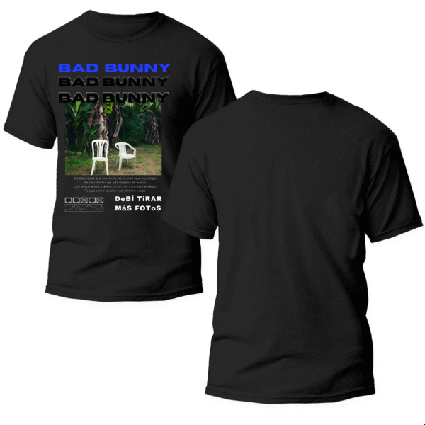 Playera Negra Hombre Bad Bunny DTMF Casual Urbano