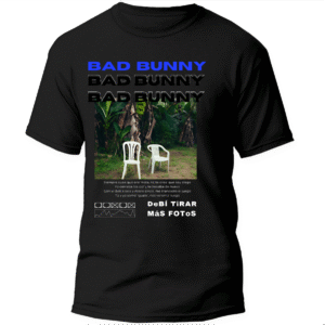 Mesa de trabajo 14 Playera Negra Hombre Bad Bunny DTMF Casual Urbano