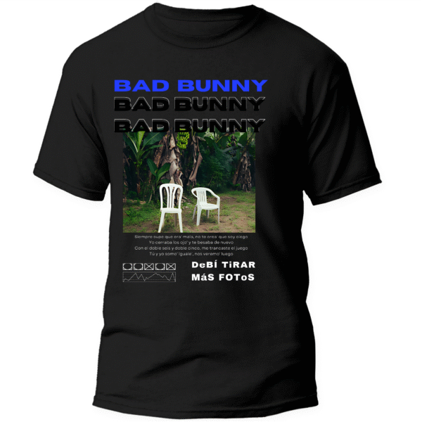 Playera Negra Hombre Bad Bunny DTMF Casual Urbano