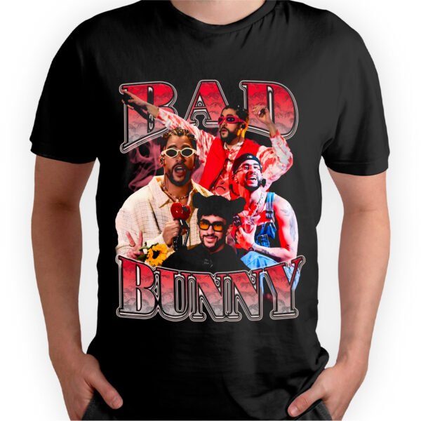 Playera Negra Hombre Bad Bunny Casual Urbano