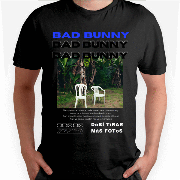 Playera Negra Hombre Bad Bunny DTMF Casual Urbano