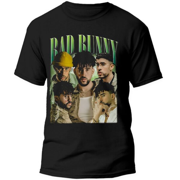 Playera Negra Hombre Bad Bunny Casual Urbano