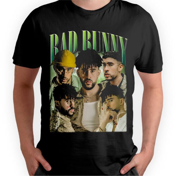 Playera Negra Hombre Bad Bunny Casual Urbano