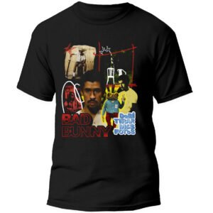 Mesa de trabajo 2-100 Playera Negra Hombre Bad Bunny DTMF Casual Urbano