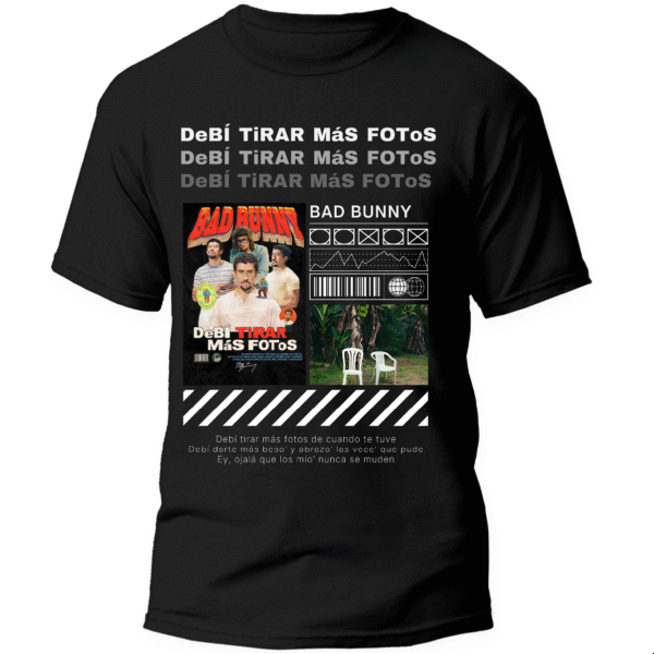 Playera Negra Hombre Bad Bunny DTMF Casual Urbano