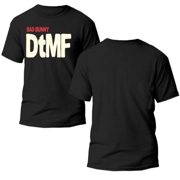 Mesa de trabajo 21-100 Playera Negra Hombre Bad Bunny DTMF Casual Urbano