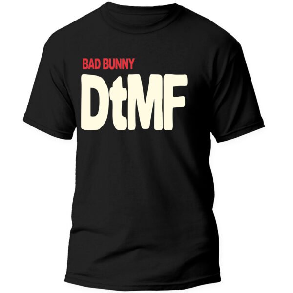 Mesa de trabajo 22-100 Playera Negra Hombre Bad Bunny DTMF Casual Urbano