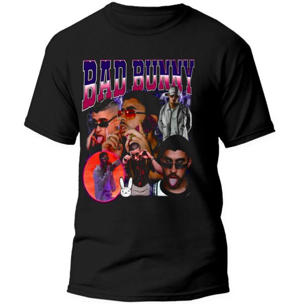 Playera Negra Hombre Bad Bunny Casual Urbano