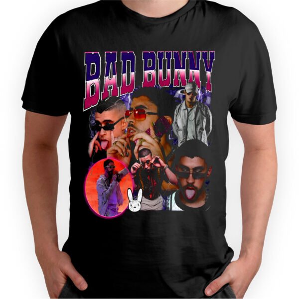 Playera Negra Hombre Bad Bunny Casual Urbano