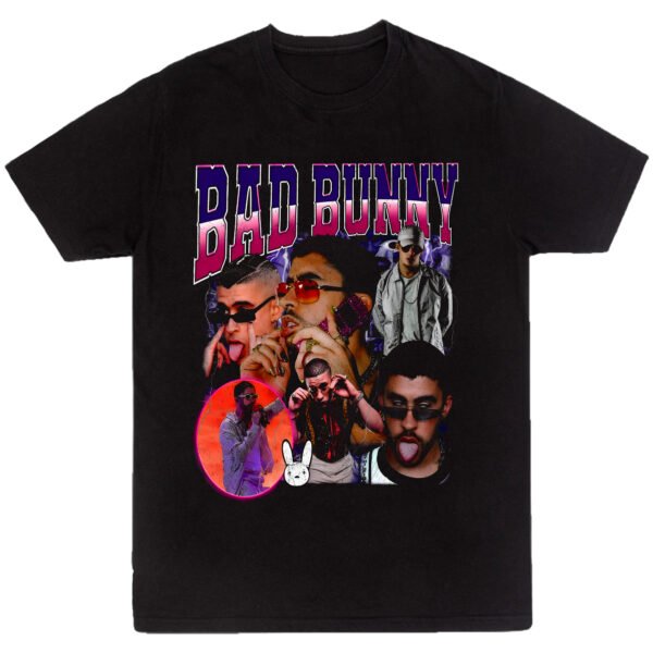 Playera Negra Hombre Bad Bunny Casual Urbano