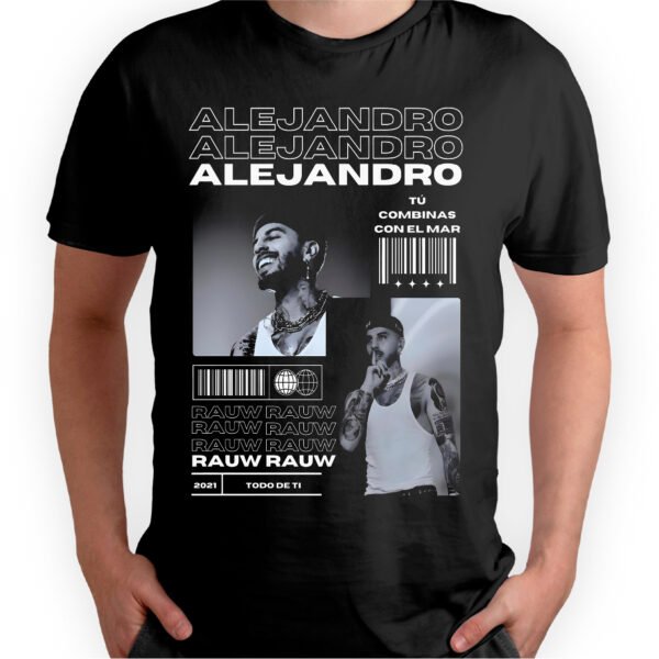 Mesa de trabajo 3-100 Playera Negra Hombre Raw Alejandro Casual Urbano