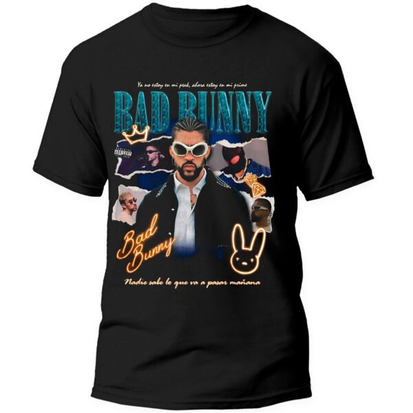 Playera Negra Hombre Bad Bunny Casual Urbano