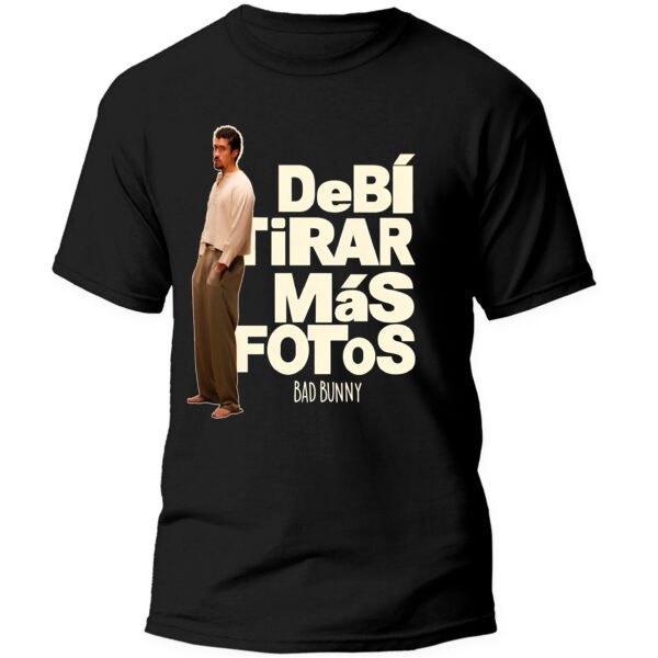 Mesa de trabajo 30-100 Playera Negra Hombre Bad Bunny DTMF Casual Urbano