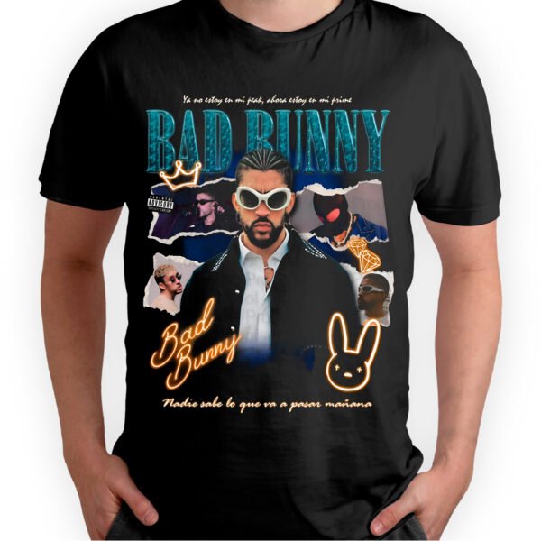 Playera Negra Hombre Bad Bunny Casual Urbano