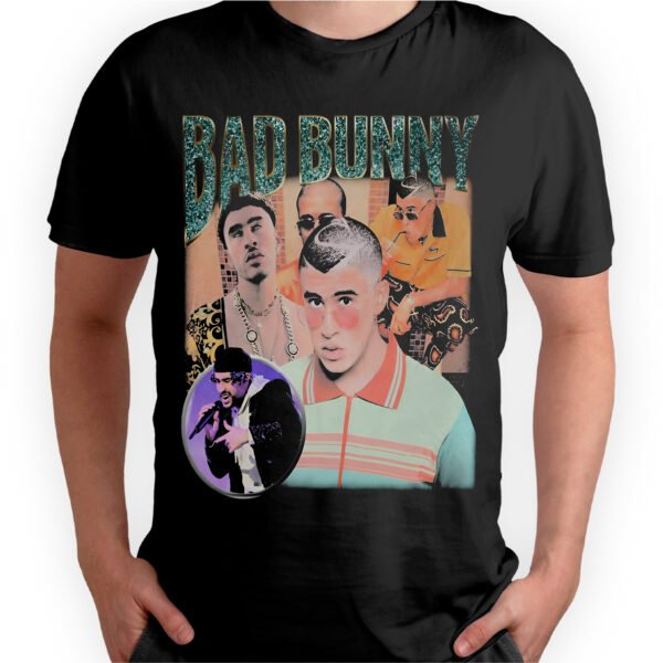 Playera Negra Hombre Bad Bunny Casual Urbano