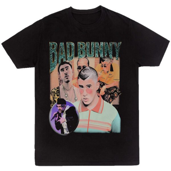 Playera Negra Hombre Bad Bunny Casual Urbano
